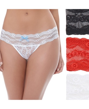 Women's 3-Pk. Lace Kiss Thong Underwear 970582
