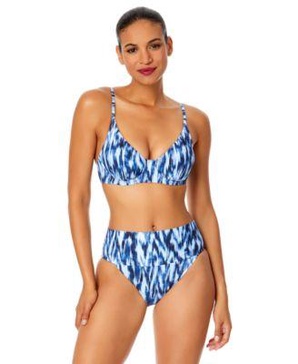 Women's Printed Underwire Bikini Top & Soft Band High-Waisted Bottoms