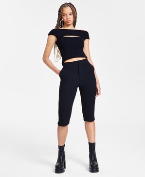 Women's Woven Capri High-Rise Capri Pants, Exclusively at Macy's