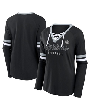 Women's Black Las Vegas Raiders Won and Done Lace-Up Long Sleeve Fashion Top
