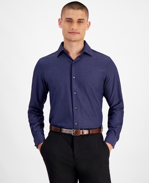 Men's Slim-Fit Melange Solid Dress Shirt, Created for Macy's