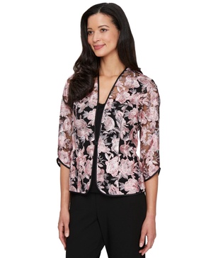 Women's Embroidered Jacket & Scoop-Neck Shell Set