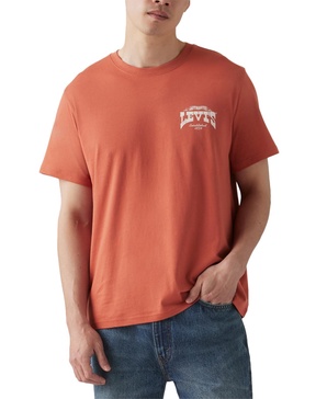Men's Relaxed Fit Box Tab Short Sleeve Logo Graphic Crewneck T-Shirt