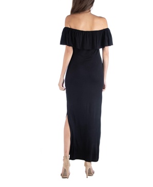 Off Shoulder Ruffle Detail Maxi Dress