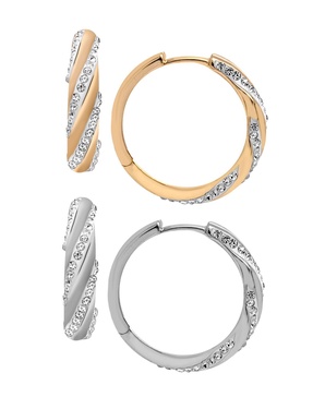Crystal Swirl Hinged Hoop Duo Earrings