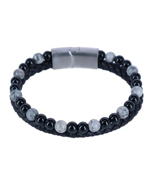 Thurgood Beaded and Braided Leather Secure Clasp Bracelet