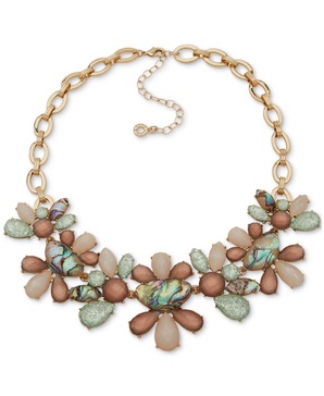 Gold-Tone Mixed Stone Statement Necklace, 16" + 3" extender