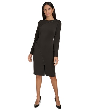 Women's Exposed-Zipper Scuba Sheath Dress