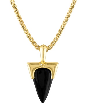 Men's Icon Black Onyx Pendant Necklace in 14k Gold-Plated Sterling Silver, 24" + 2" extender