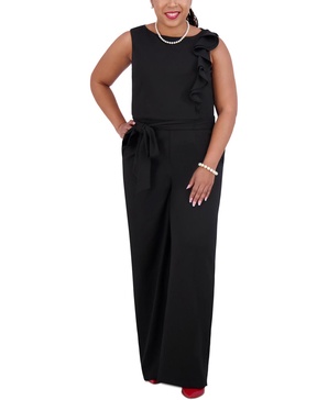 Women's Ruffle-Shoulder Sleeveless Jumpsuit