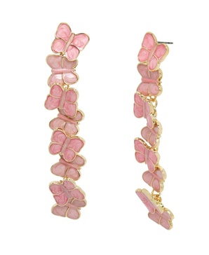 Pink Sweetheart Butterfly Linear Earrings