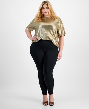 Trendy Plus Size High-Rise Seam-Front Leggings, Created for Macy's