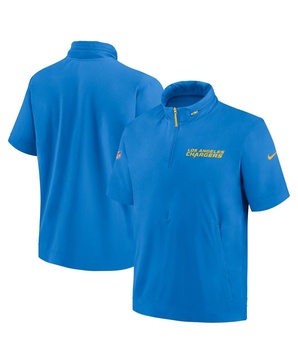 Men's Powder Blue Los Angeles Chargers 2024 Sideline Coach Short Sleeve Half-Zip Hoodie Jacket