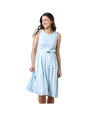 Women's Organic Sleeveless Pleated Sweater Knit Midi Dress