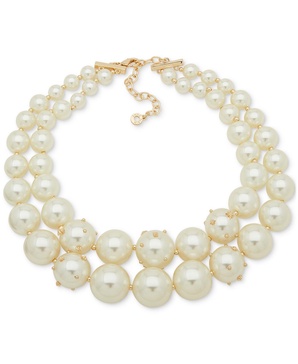 Gold-Tone Imitation Pearl Graduated Torsade Collar Necklace, 16" + 3" extender