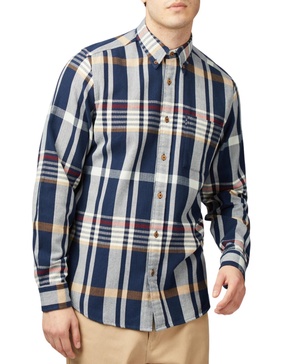 Men's Regular-Fit Herringbone Check Button-Down Shirt