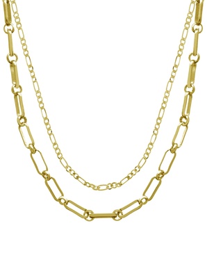 15.25" and 17.5" + 2" extender Gold Plated Multi Chain Layered Necklace