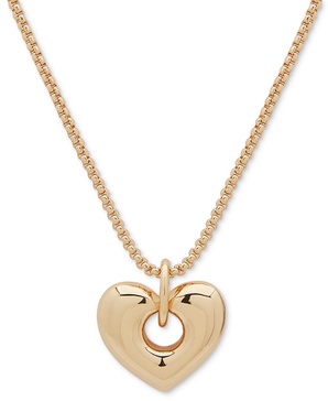 Gold-Tone Polished Heart Pendant Necklace, 36" + 3" extender
