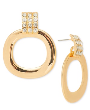 Silver-Tone Pavé Circle Drop Earrings, Exclusively at Macy's