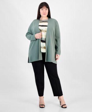 Plus Size Napa Cardigan, Boat-Neck Blouse & Hollywood Ankle Pants