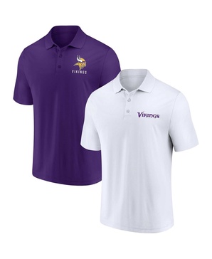 Men's White, Purple Minnesota Vikings Lockup Two-Pack Polo Shirt Set