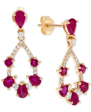 Emerald (1-5/8 ct. t.w.) & Diamond (1/5 ct. t.w.) Chandelier Drop Earrings in 14k White Gold (Also in Ruby & Sapphire)