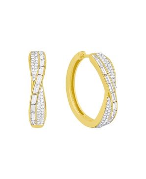 18K Gold Plated Crystal Hoop Earrings
