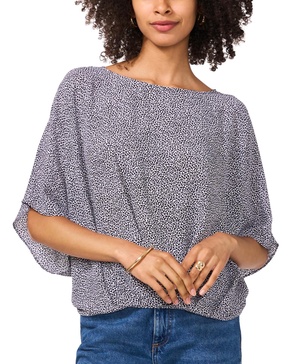 Women's Printed Boat-Neck Dolman-Sleeve Top