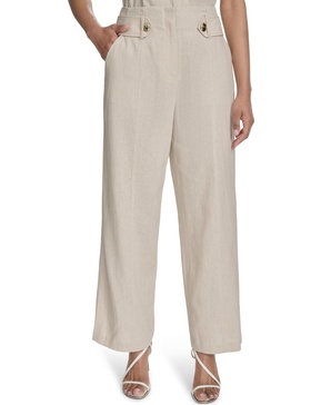 Women's Mid-Rise Straight-Leg Tab-Waist Pants
