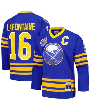 Men's Pat LaFontaine Royal Buffalo Sabres Captain Patch 1992/93 Blue Line Player Jersey