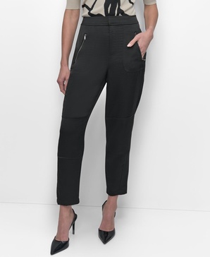 Women's Elastic Waist-Back Zipper Trousers