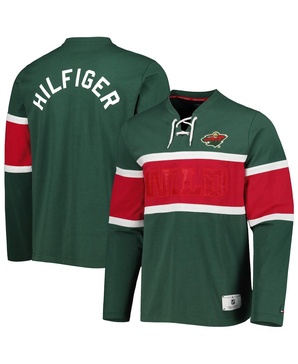 Men's Green Minnesota Wild Walter Lace-Up Long Sleeve Top