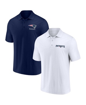 Men's White, Navy New England Patriots Lockup Two-Pack Polo Shirt Set