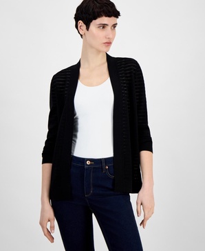 Women's Shadow Stripe Open-Front Cardigan