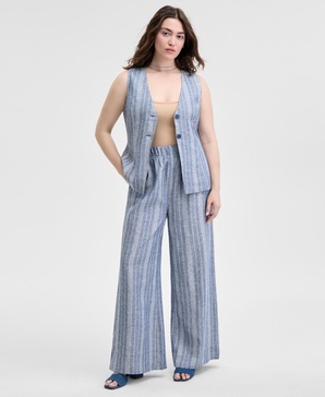 Women's Striped Pull-On Pants, Regular & Petite, Exclusively at Macy's