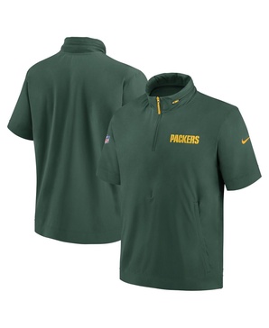 Men's Bay Packers 2024 Sideline Coach Short Sleeve Half-Zip Hoodie Jacket