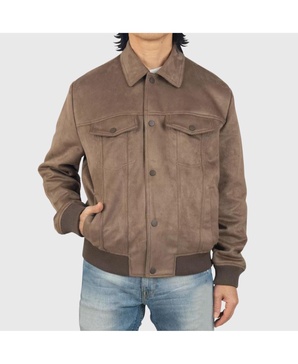 Blake Mens Microsuede Bomber Jacket Slim Fit Casual Softshell Coat