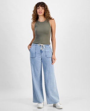 Women's Drawstring Wide-Leg Jeans, Regular & Petites, Exclusively at Macy's