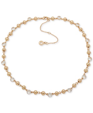 Gold-Tone Crystal Collar Necklace, 16"+ 3" extender 