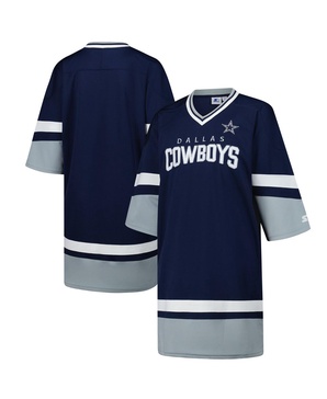 Women's Navy Dallas Cowboys Slap Shot V-Neck 3/4 Sleeve Sneaker Dress