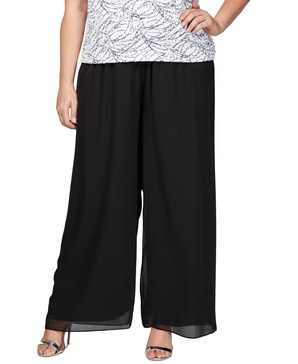 Plus Size Wide-Leg Chiffon Pants
