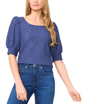 Women's Shirred Scoop-Neck 3/4-Sleeve Top