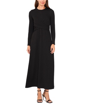 Petite Cross-Over-Front Long-Sleeve Dress