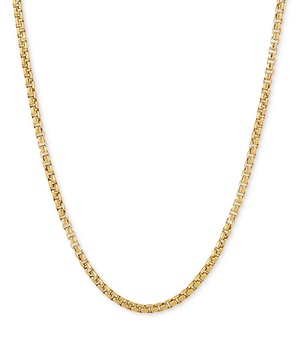 Rounded Box Link 22" Chain Necklace (2mm) in Sterling Silver or 18k Gold-Plated Over Sterling Silver