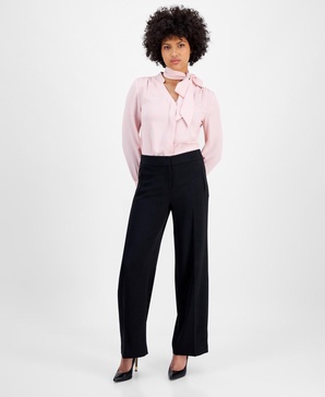 Women's High Rise Wide-Leg Crepe Pants, Exclusively at Macy's