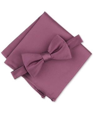 Men's Textured Bow Tie & Pocket Square Set, Created for Macy's