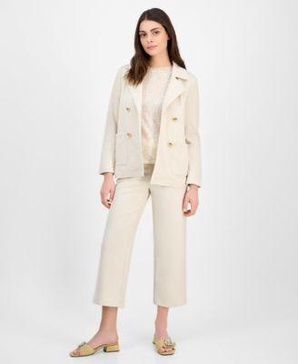 Women's Cropped Wide-Leg Knit Pants, Oversized Blazer & Sequin T-Shirt