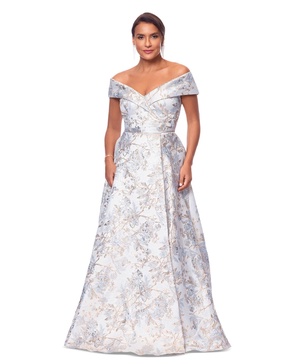 Women's Sweetheart-Neck Metallic-Jacquard Ball Gown