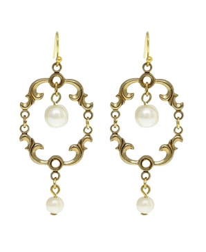 14K Gold-tone Pear Drop Wire Earring