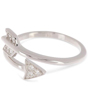 Silver-Tone Adjustable Crystal Arrow Ring 